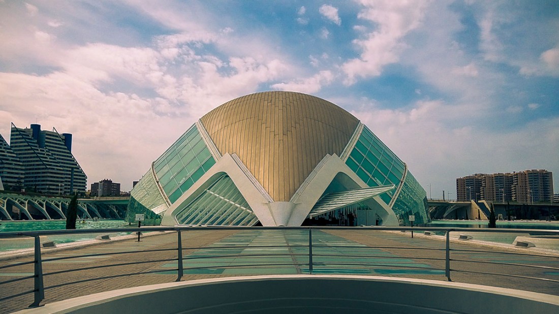Modernist building at City of Arts and Sciences in Valencia, Spain