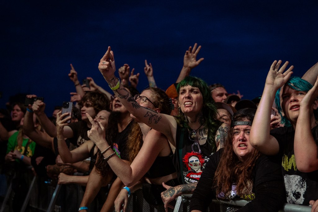 NOFX fans raising their hands