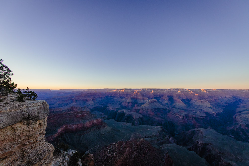 Sunrise illuminating the Grand Canyon at Yavapai Geology Museum